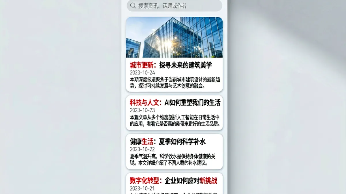 激情五月婷婷社区资讯汇总页面，展示多条最新热点短讯的列表界面截图